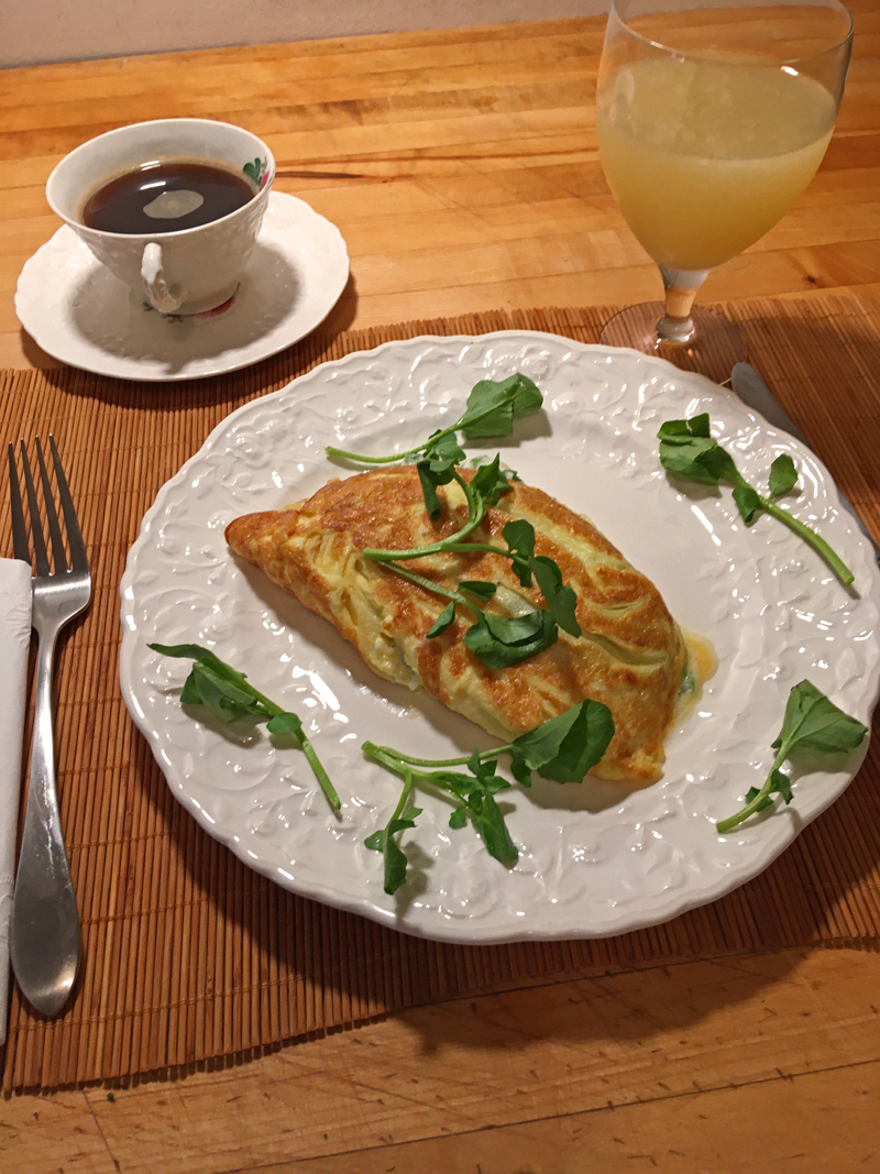 Watercress and Sour Cream Omelet