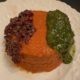 Roasted Red Pepper Mousse with Tapenade and Pesto