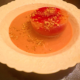 Peaches in Raspberry Crème Anglaise